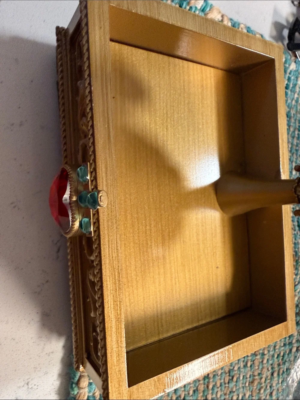 Disney Gold Jewelry Organizer with Red Heart and Turquoise Accents